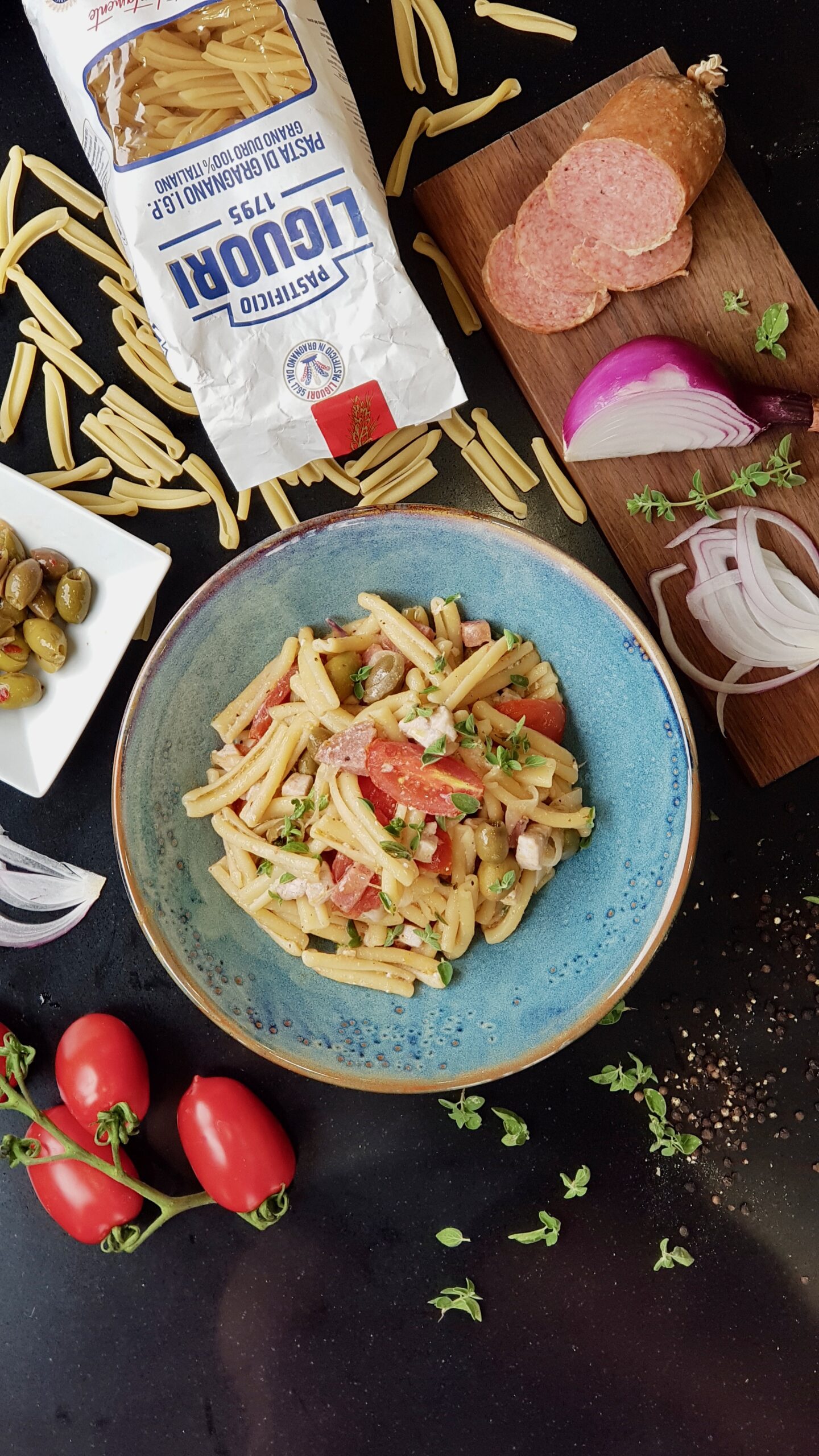 pasta casarecce liguori con pesce spada e ciauscolo igp marche